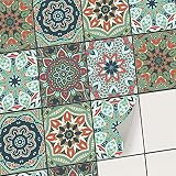 creatisto Fliesenfolie Fliesenaufkleber Mosaikfliesen - Selbstklebende Fliesen Folie I Klebefliesen Deko Folien für Fliesen Ornament in Bad u. Küche (20x25 cm I 24 -Teilig)