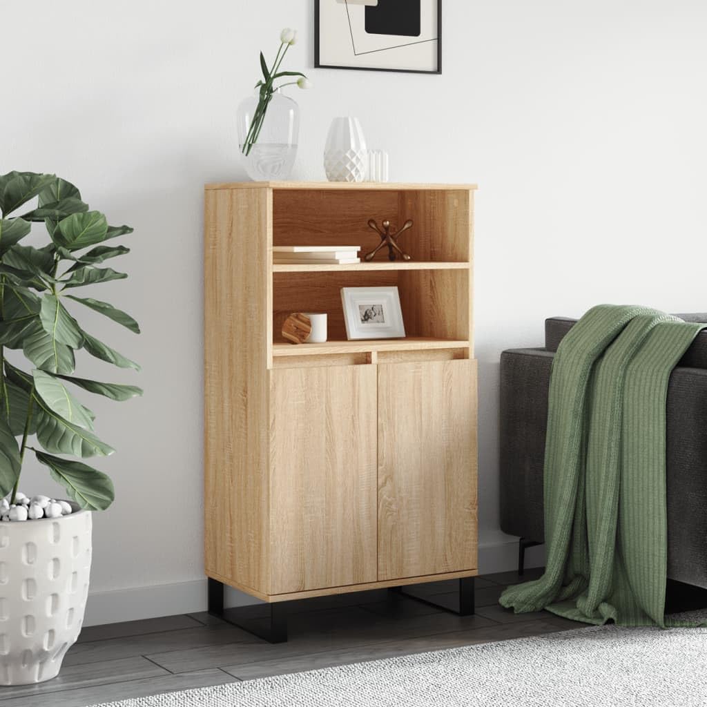 puraday Armario de 60 x 36 x 110 cm, armario lateral buffet, armario auxiliar para libros, armario alto de cocina para dormitorio, salón, cocina, pasillo, comedor, roble sonoma