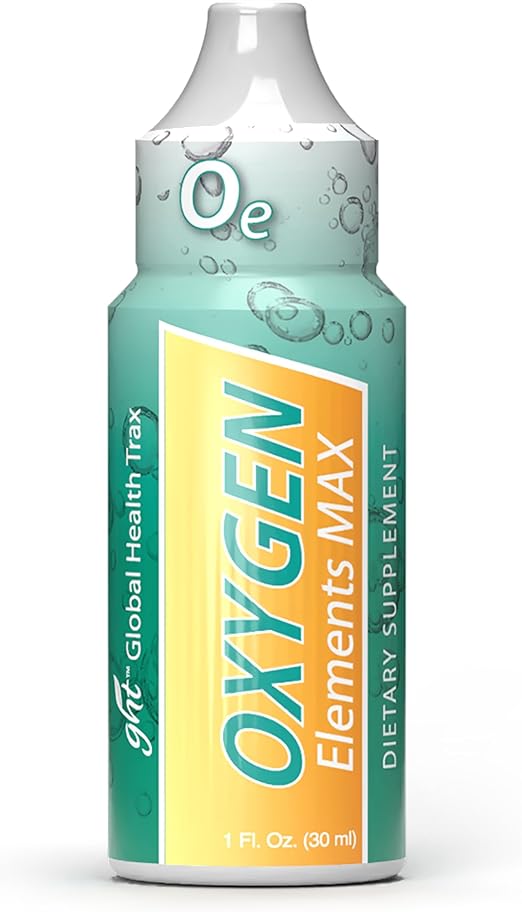 Global Health Trax GHT Oxygen Elements Max Liquid Oxygen Drops in 1 Ounce Bottle, Portable Supplement – Bolster Endurance and Stamina, Cleanse Cells