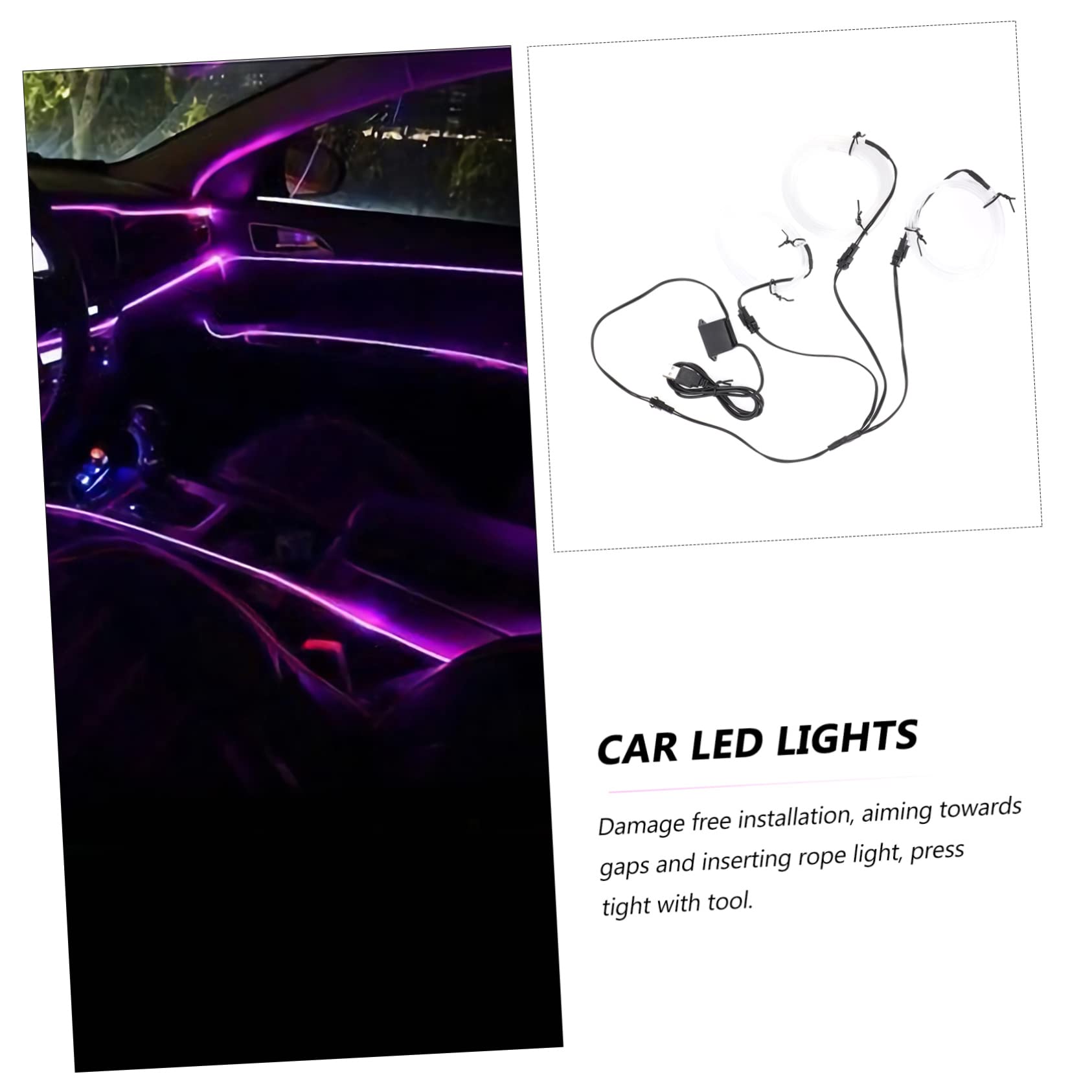 OUNONA 3pièces Éclairage Ambiance Intérieur De Voiture à LED Flexible Et Trimmable Lumière Décorative USB Atmosphère Romantique Et Relaxante pour Conduite Nocturne