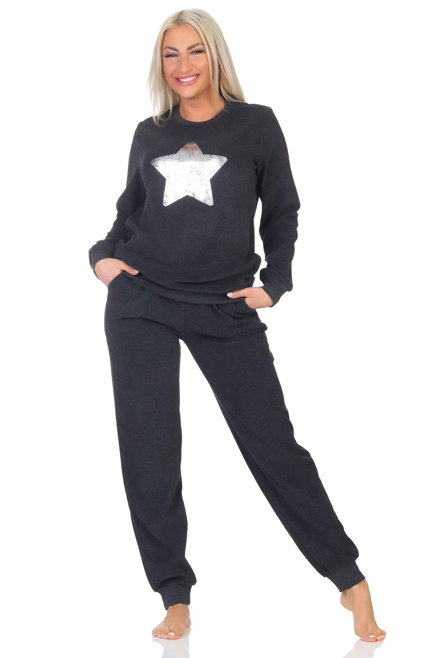 Normann Badstof pyjama voor dames met manchetten
