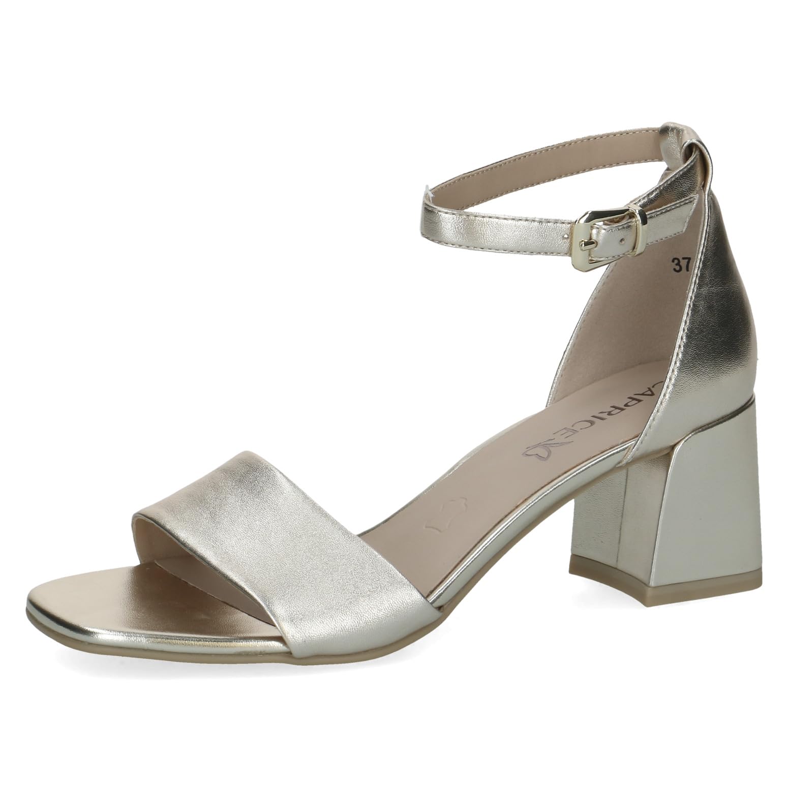 Caprice women's heeled sandal in leather, Metallic (LT.GOLD METAL.), 6 UK