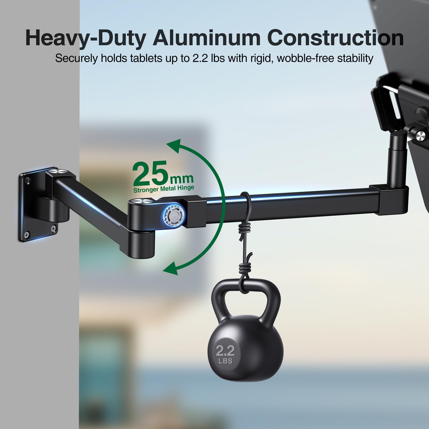 elitehood Supporto da parete per iPad, braccio lungo, estensibile, in alluminio, per tablet, casa, cucina, ufficio, compatibile con iPad Pro, Air, Galaxy Tab, Kindle, iPhone e tutti i tablet da 4,7-13