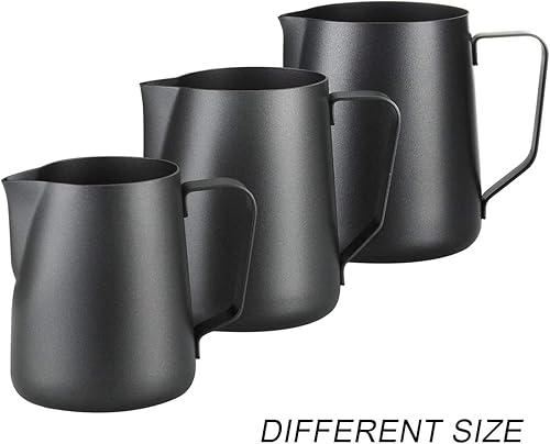 Miniatura 3 de Jarra espumadora de leche espresso, 12 oz 20 oz, jarra de leche de acero inoxidable, taza espumadora de leche, revestimiento interior y exterior,