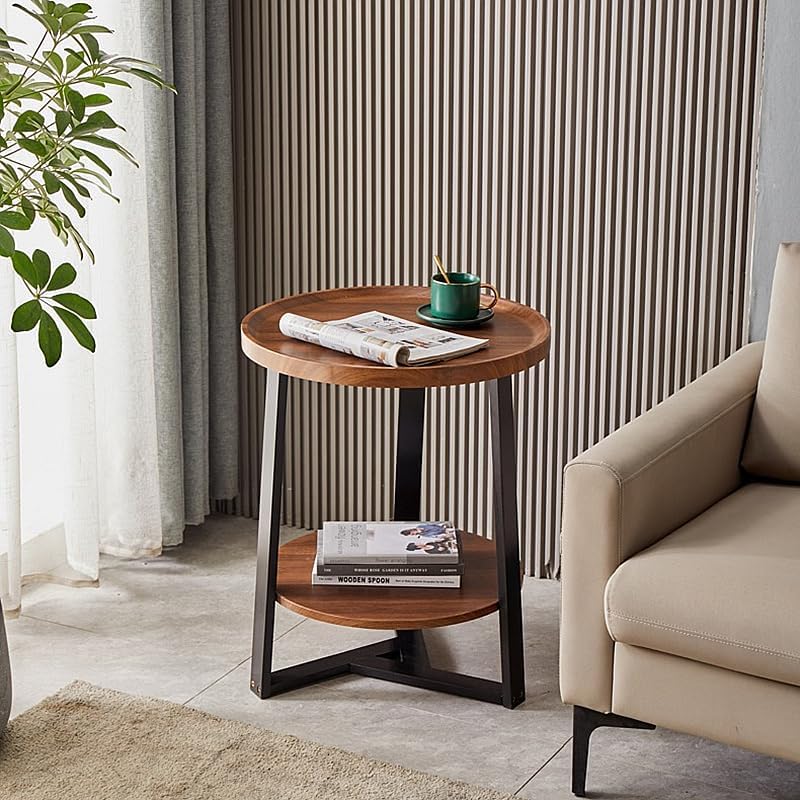 ヴィンテージ 木製 ラウンド サイドテーブル 2段 2025最新】木製