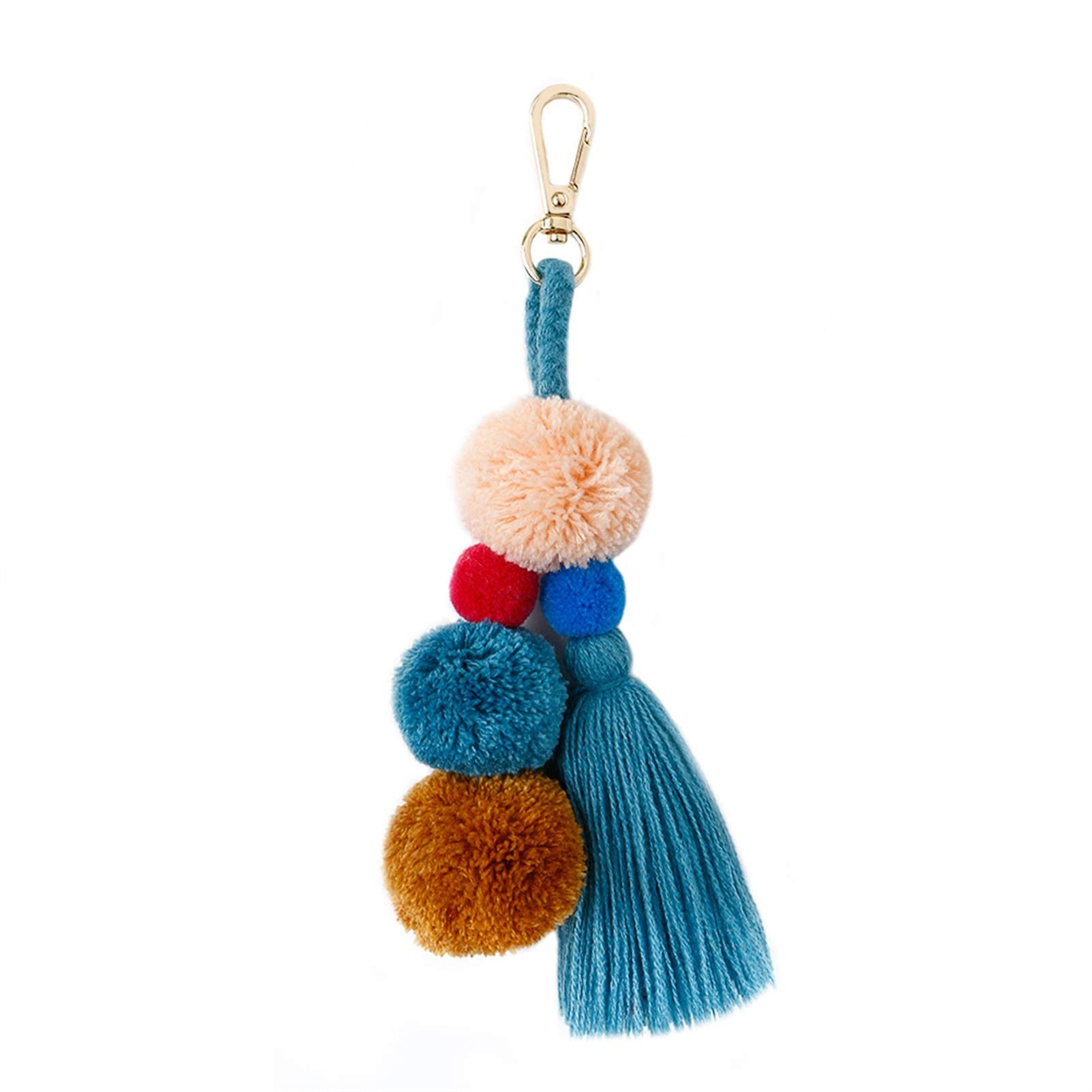 Llavero de pompón azul ideal para decorar tus bolsos y mochilas de forma única
