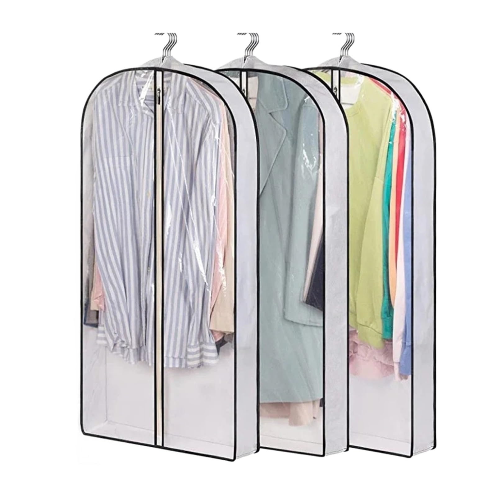fundas para ropa Wrapped Washable Dust Cover Storage Clothes Hanging Bag Household Coat Transparent Waterproof Suit(M-3PCS)