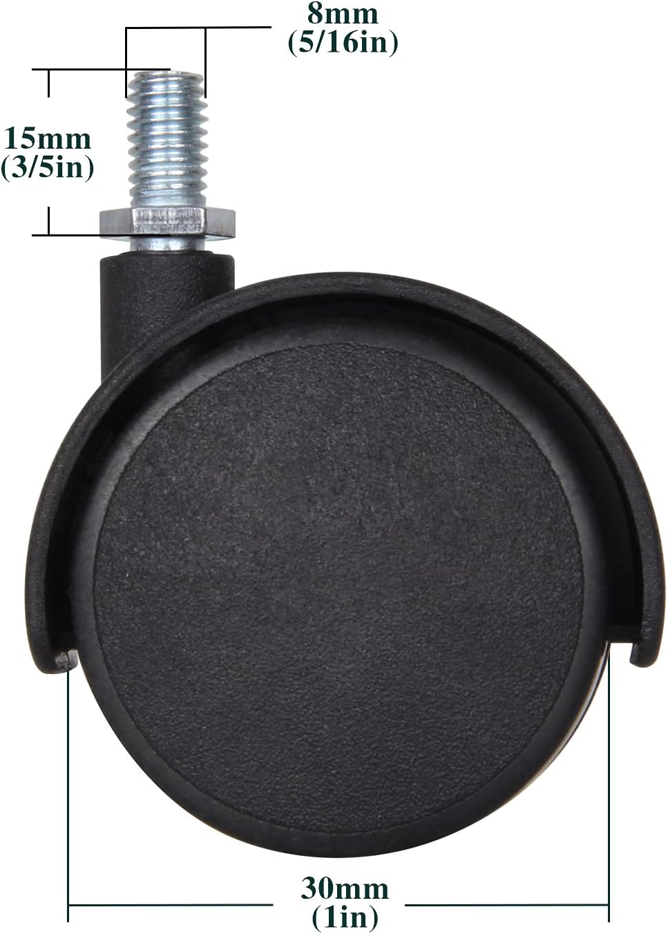 5 PCS 2 Inch Nylon Plastic Replacement Casters Rotating Furniture Wheels Floor Protection Office Chair Rotating Casters Threaded Rod Black : Office Products