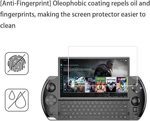 Miniatura 6 de Walieoka - Protector de pantalla compatible con GPD Win 4,2.5D 9H de dureza de vidrio templado, resistente a los arañazos, antihuellas, transparente