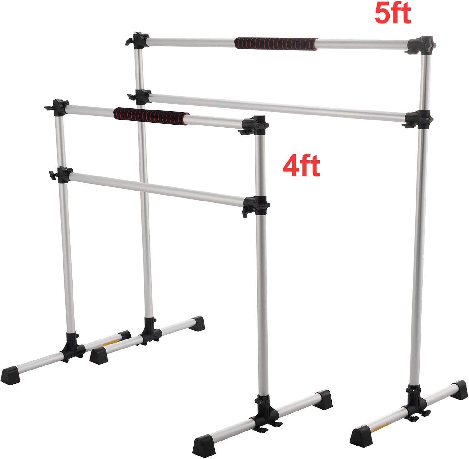 ZELUS 4ft Portable Ballet Barre for Home Gym | Freestanding Dance Exercise Equipment for Home Workouts Fitness Flexibility Training with Stretch Band and Tote (Silver) : Sports & Outdoors