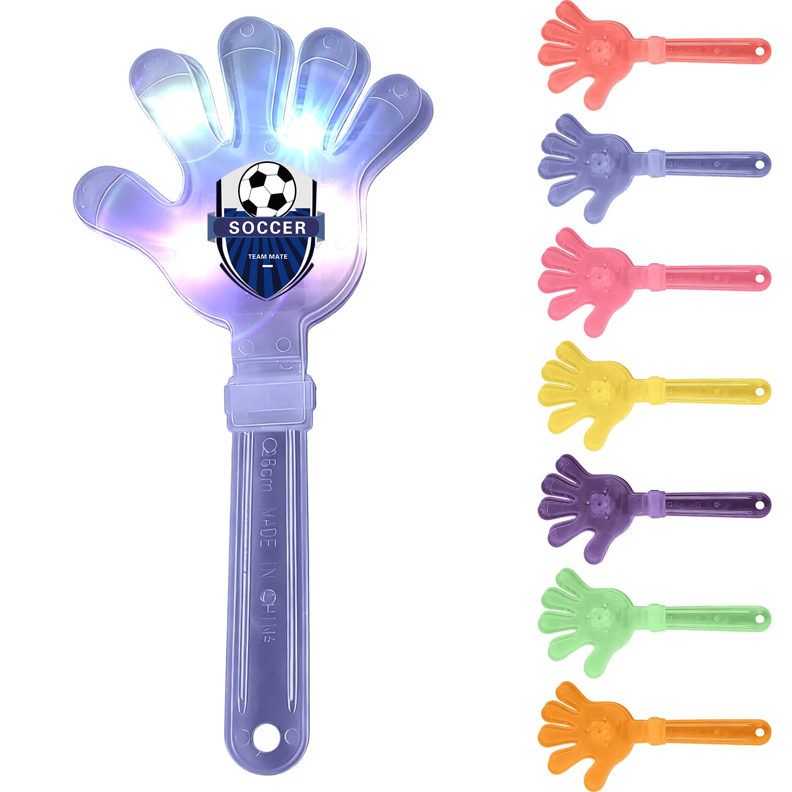 Personalised Plastic Hand Clapper, Personalised Noisemakers for Party, Sport Event, Corporate Promotional Events, and Team Spirit, Custom Logo, Standard & Glow in the Dark Versions (Blue, Light-up)