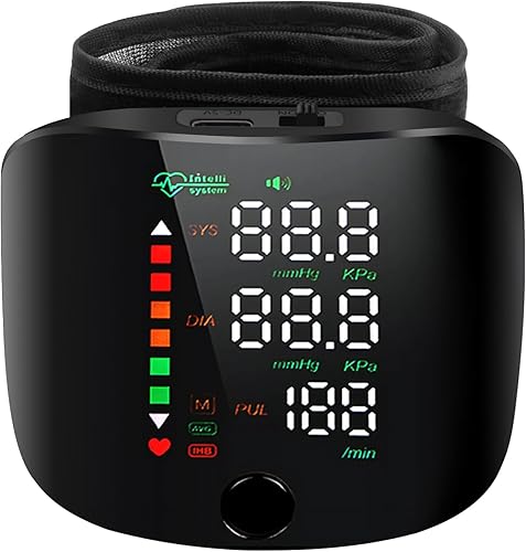 Monitor de presión arterial de muñeca, pantalla táctil, muñeca de presión arterial de 99 x 2, memoria de lectura, monitor de muñeca Bp con funda de