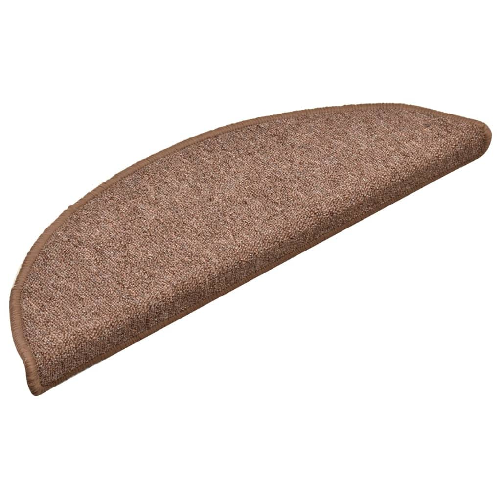 Vidaxl Brown Carpet Stair Treads - Anti-Slip, Sound Dampening, Easy-Install, Washable Stair Mats, 100% Pp Tufted - Pcs 56X17x3 Cm Size 15