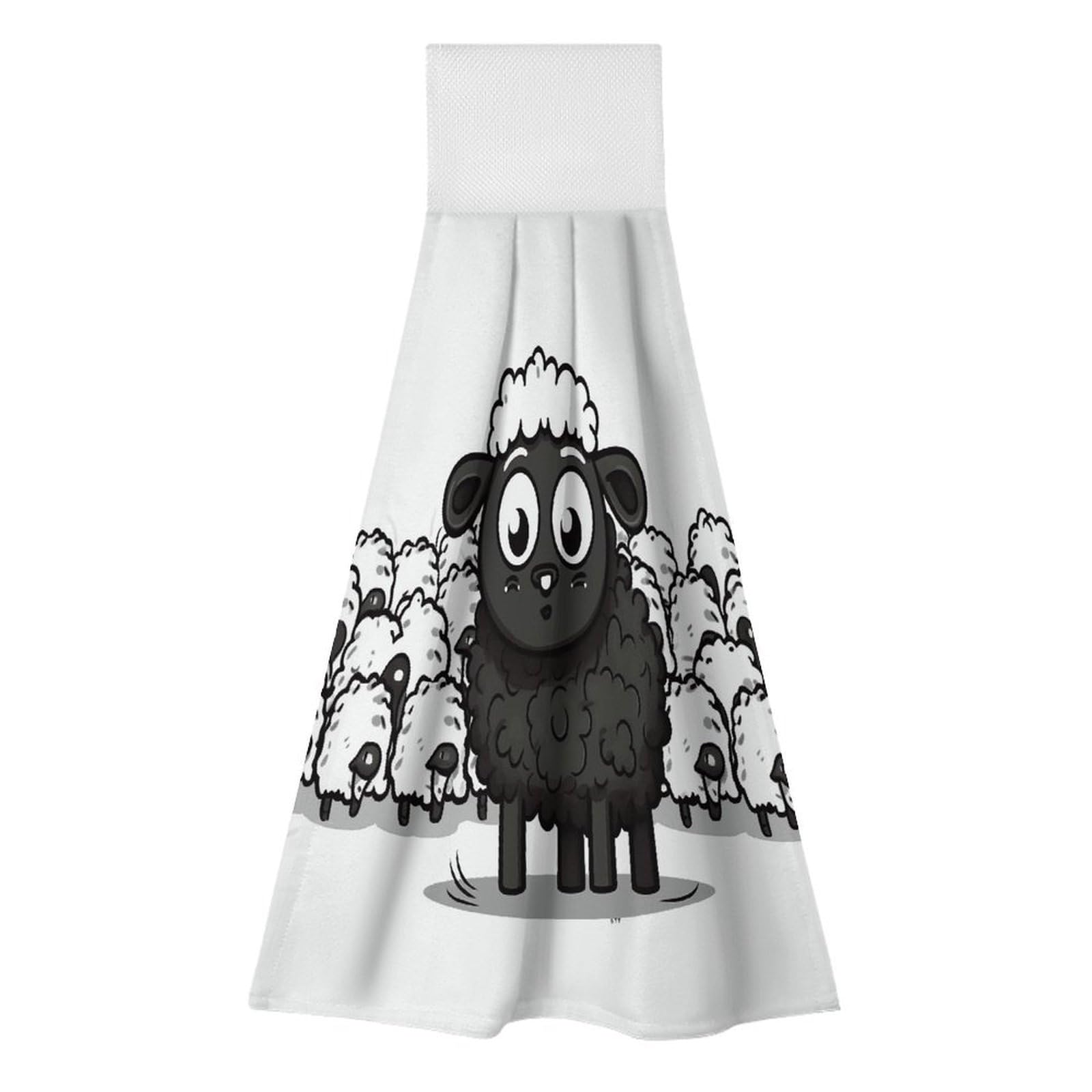 LZQPOEAS Cartoon Black White Sheep Hand Towel Reusable Polyester Towel Quick Dry Microfiber Washcloths, Reusable Lint Free Cleaning Towels for Bathroom Kitchen Hotel Spa Home Daily Use