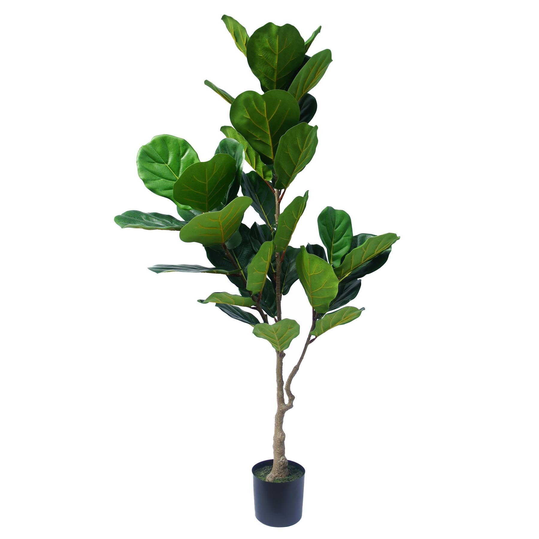 Leaf Design UK Artificial Plant Fiddle Fig Tree Plant Black Plastic Pot