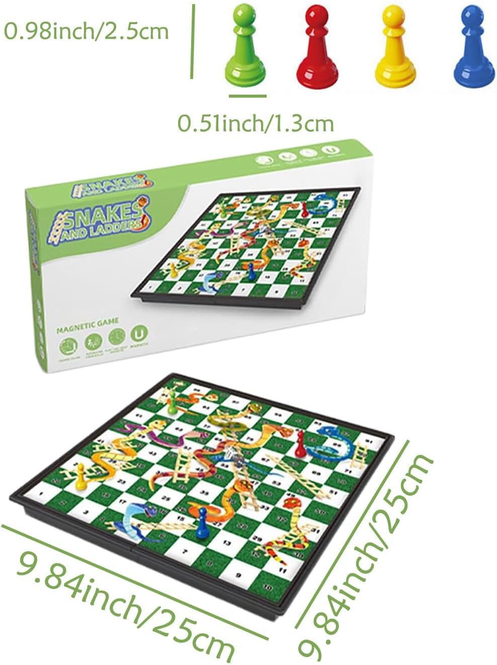 Magnetic Board Game Travel Chess for Beginner Family Game Portable Adults Gifts (Snake Ladder, 6612) image 2
