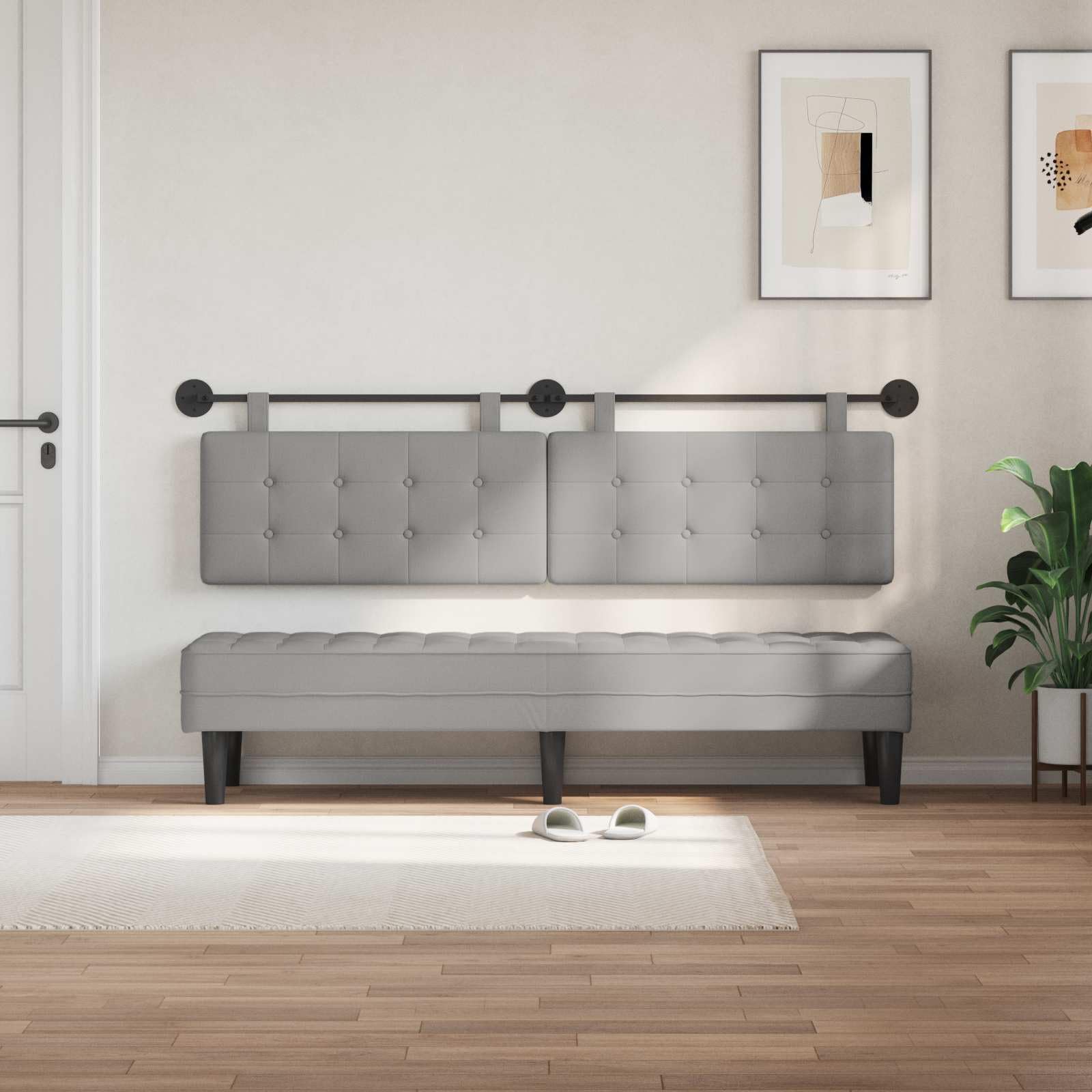 Cabecero colgante cama gris nube tela tapizada – 190 x 55 cm montaje en pared cabecero de cama juego para dormitorio habitación de invitados cojín de pared panel de cama