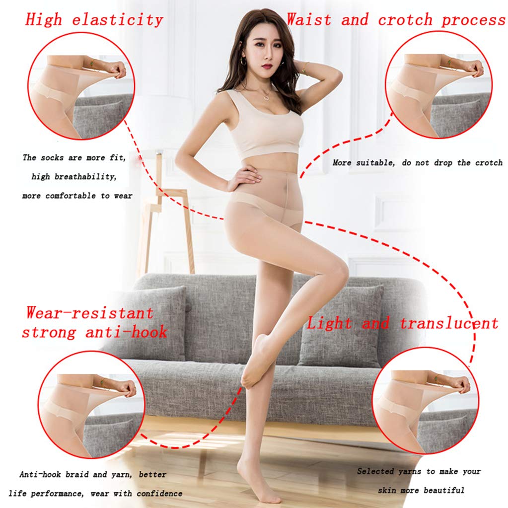 Medias de Mujer, Medias de Seda de Control Superior, Medias con Patas, Medias de Cintura Alta, Medias de Soporte, Medias Transparentes con Forma de Manguera,Flesh,One Size