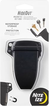 Nite Ize Hideout Magnetic Key Box - Waterproof Key Hider - Magnetic Key Holder & Box - Waterproof Key Storage for Spare Keys - Black, Large