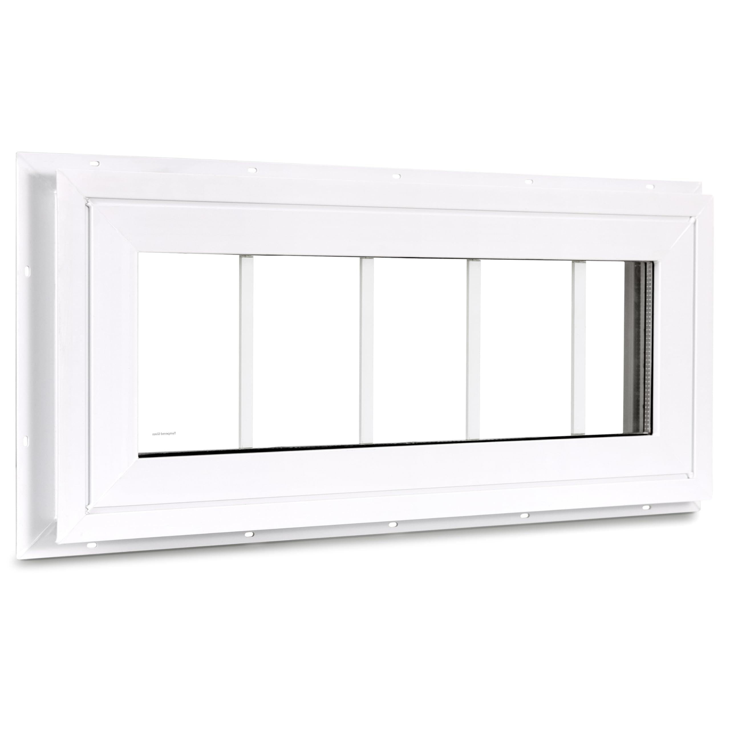 Ventana de popa de vinilo, 25.4 cm x 73.7 cm, ventana fija para el hogar con rejillas y vidrio templado para casa, sobre puertas, garaje, pasillos (blanco)