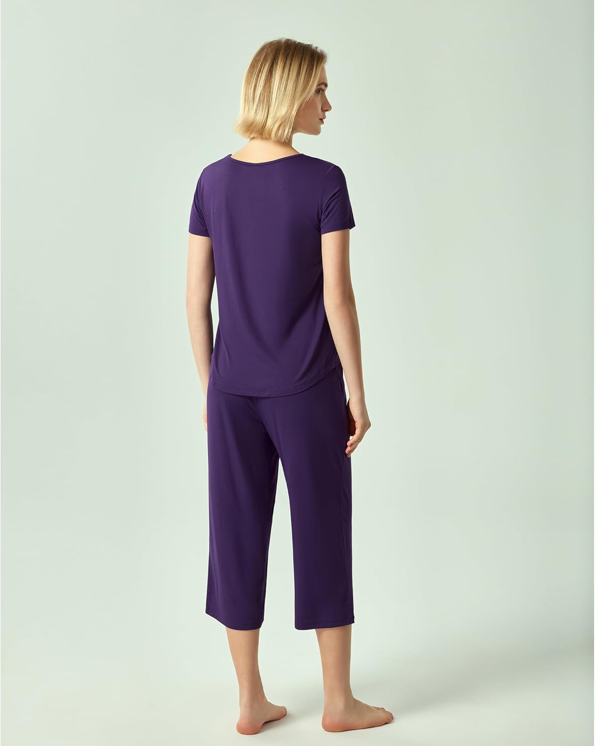 GYS Bamboo Viscose Women Pajama Sets Short Sleeve Top and Capri Pants 2 Piece Casual Lounge Sets - Image 3