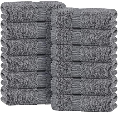 Wealuxe Gray Hand Towels 16x27 Inch - 12 Pack, Soft 100% Ring-Spu...