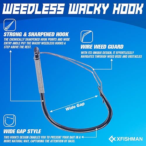 Miniatura 2 de Anzuelos Wacky Rig sin malas hierbas, anzuelos de pesca para señuelo de gusano de aparejo loco