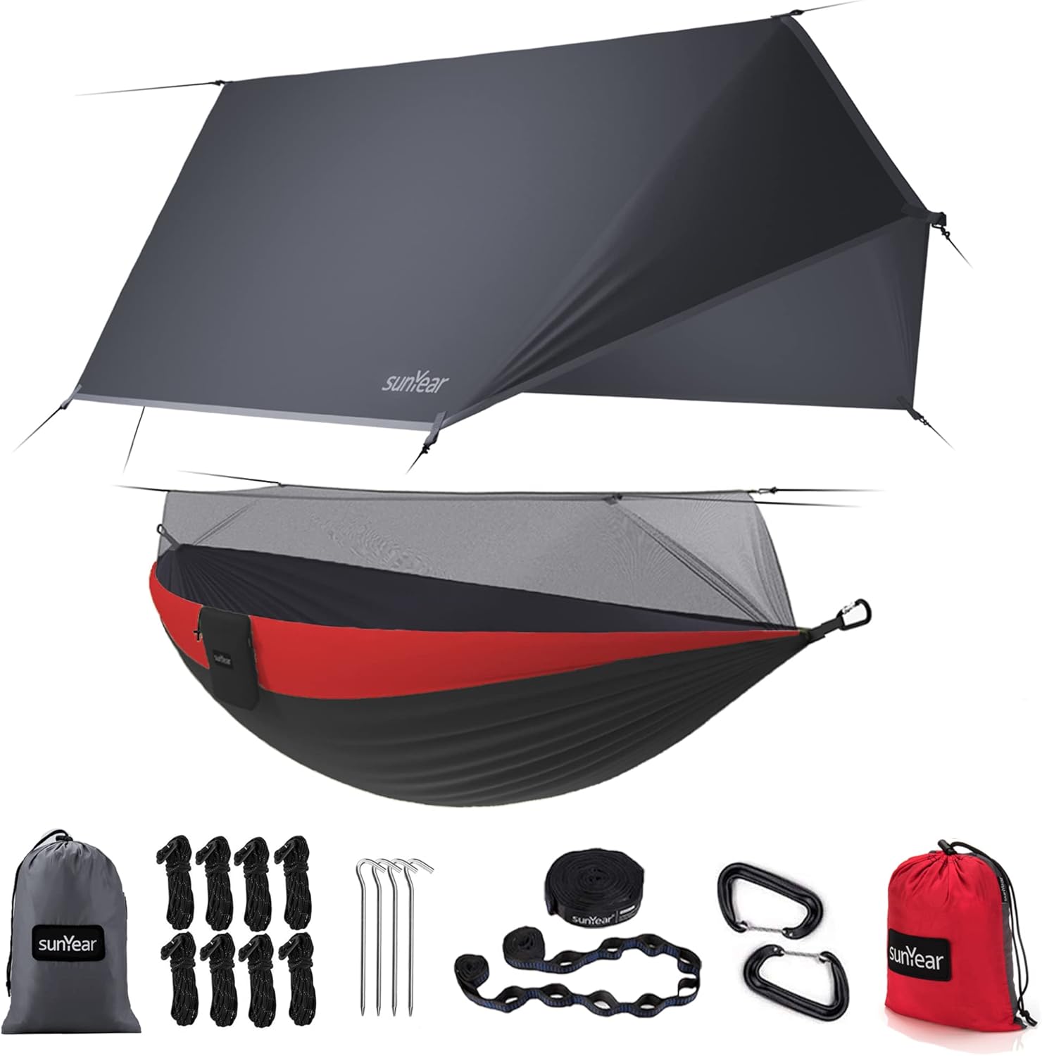 Sunyear Double Hammock with Net & Straps – Perfect for Outdoor Adventures Sunyear Double Hammock with Net & Straps – Perfect for Outdoor Adventures