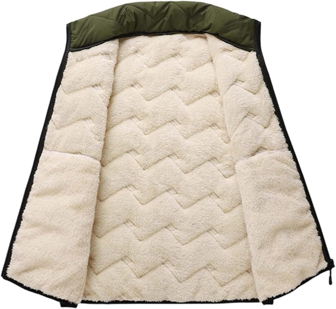 Vests for Men Fleece Lined Zip Front Stand Collar Sleeveless Quilted Vest