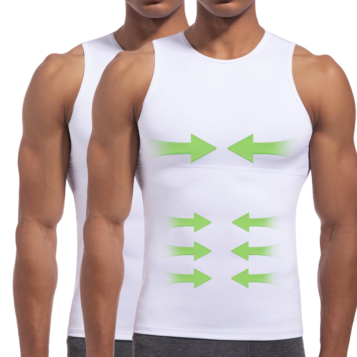 Lgtfy 4D Herren-Kompressionsshirt, figurformende Weste, Gynäkomastie-Unterhemd, Bauchkontrolle, Rückenstütze, Tanktop
