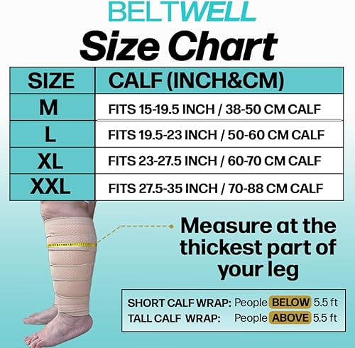 Miniatura 5 de Envoltura de compresión ajustable para linfedema de pantorrilla para hinchazón, edema, lipedema, circulación, pesadez, dolor, fácil de poner