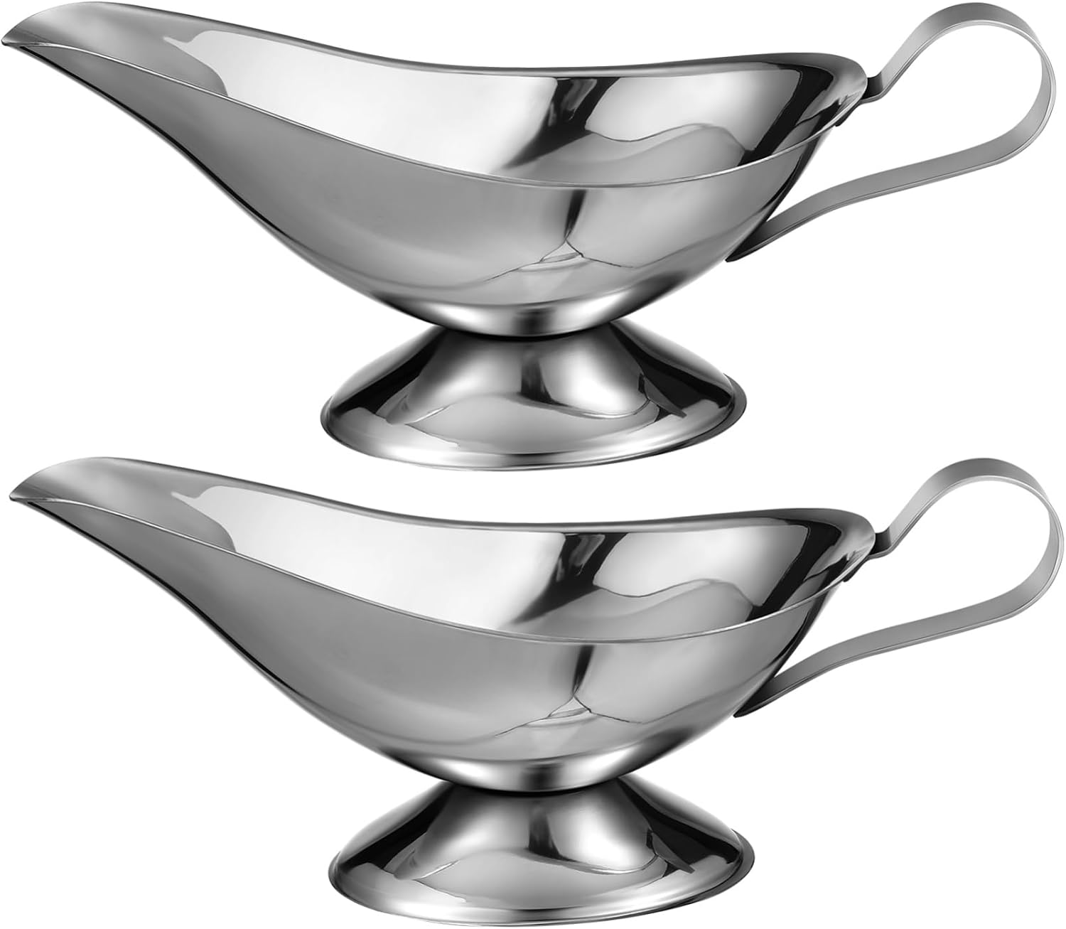 KICHOUSE 2pcs Stainless Steel Gravy Boat Spout Sauce Pouring Container for Parties Bbqs