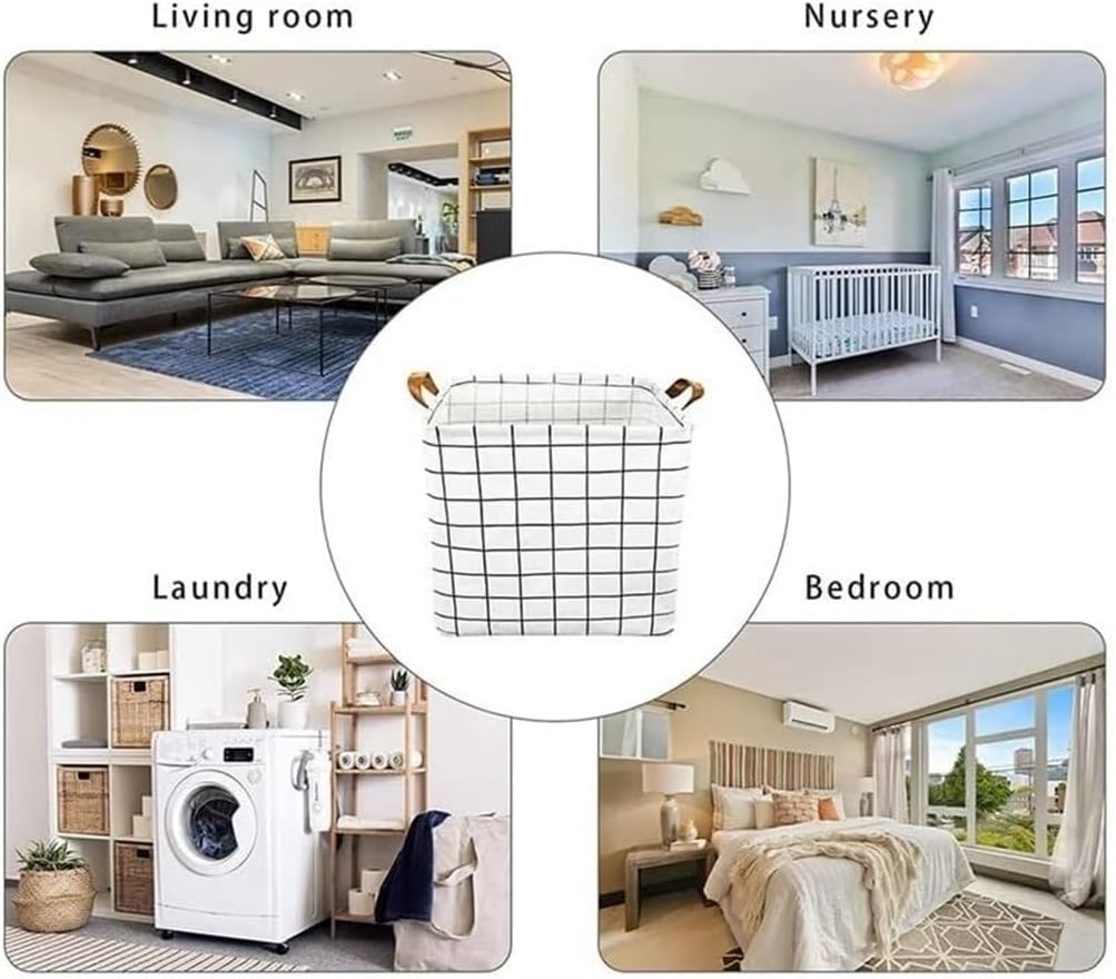 Laundry Basket Clothes Hamper 2Pc Laundry Basket Laundry Basket Dirty Clothes Folding Storage Basket White Grid Laundry Hamper for Dorm