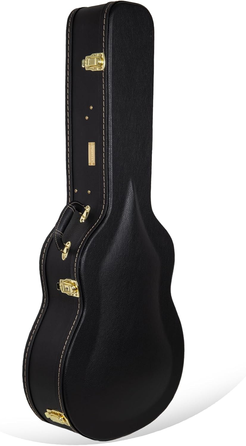 Crossrock 17” Jazz Guitar Case for Archtop Hollow-Body Guitars | Black Finish, Lockable Latch, Storage – Fits Gibson Gibson L5/ES-300/ ES 350T, Epiphone Broadway (CRW620JA17BK)