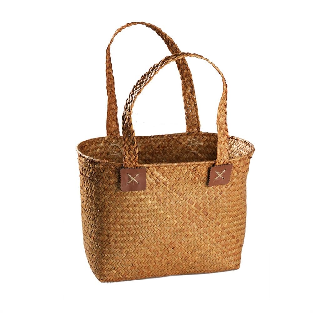 Wicker Picnic Basket Carrying Picnic Basket Straw Fruit for Picnic Camping Outdoor(32cm)