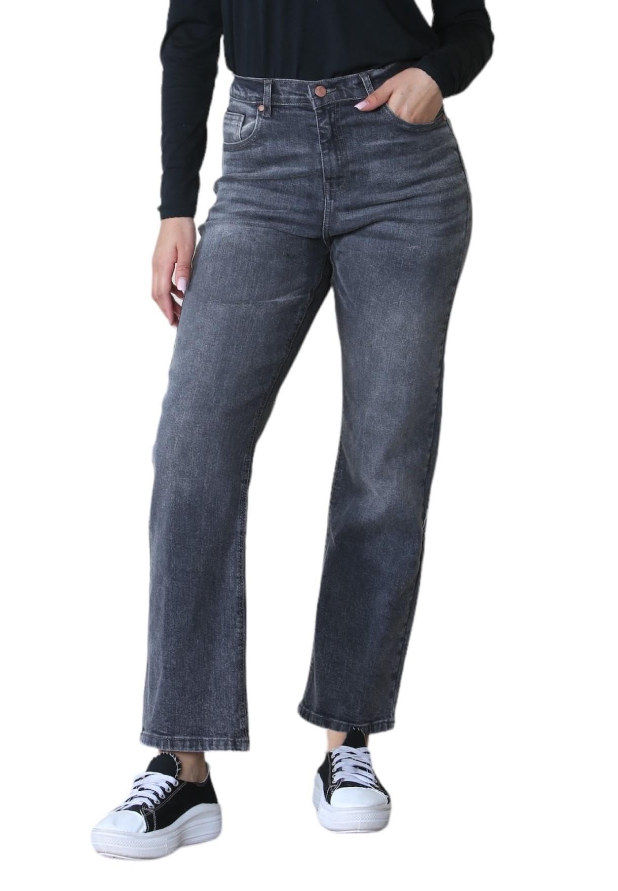MYT Womens Wide Leg Jeans Ladies High Waist Straight Fit Baggy Denim Pants Black 12