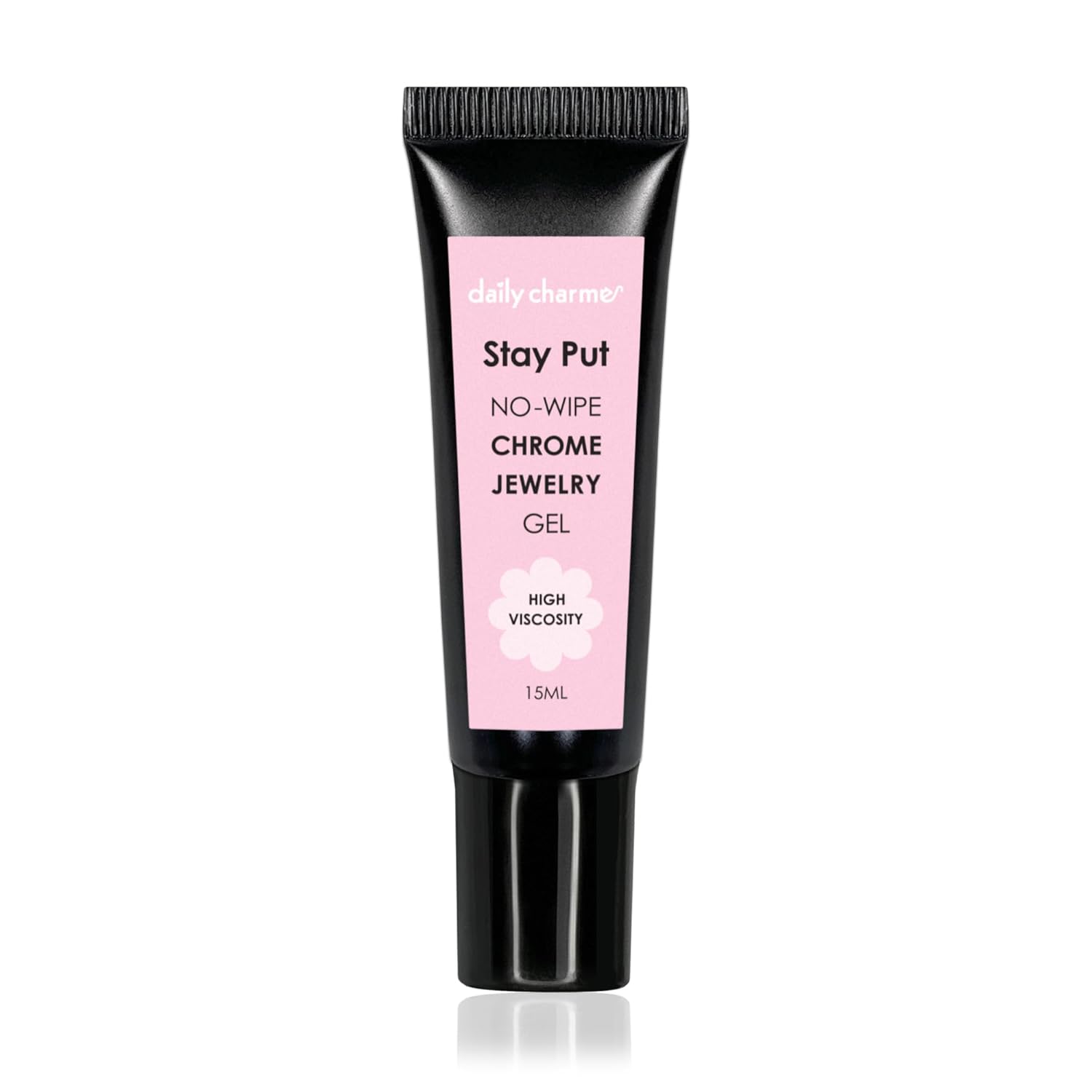 Daily Charme Stay Put No-Wipe Chrome Jewelry Gel / 15ml, High Viscosity, Nail Glue Adhesive, for 3D Art, DIY Nail Art