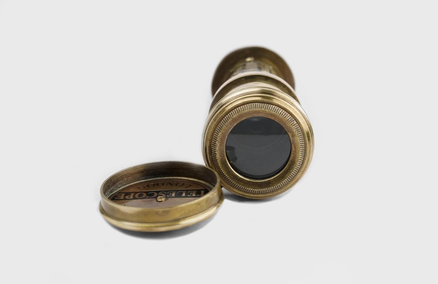Dollond London 1920 Antique Brass Handheld Telescope, Royal Navy Style, with Leather Carry Case