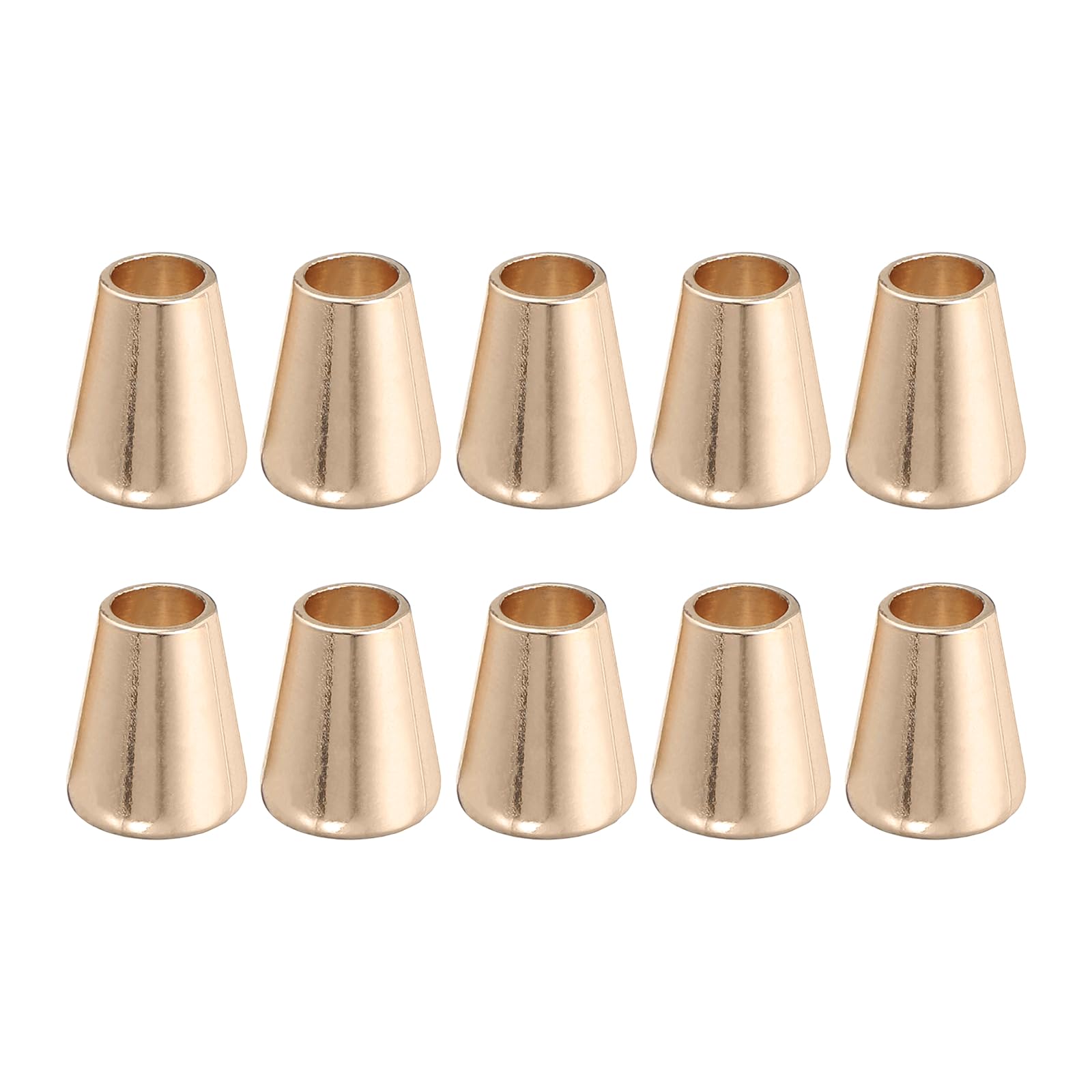 sourcing map 10Pcs Alloy Bell End Stoppers, 12.5mm x 10mm Cord Ends Lock Toggle Cap End Stopper Rope Fasteners for Clothes Backpack Drawstring, Gold