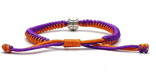 Miniatura 5 de MANYC Basketball Bracelets Adjustable for Boys, Girls, and Adults Handmade Gifts for Basketball Players (Orange purple 2PCS)