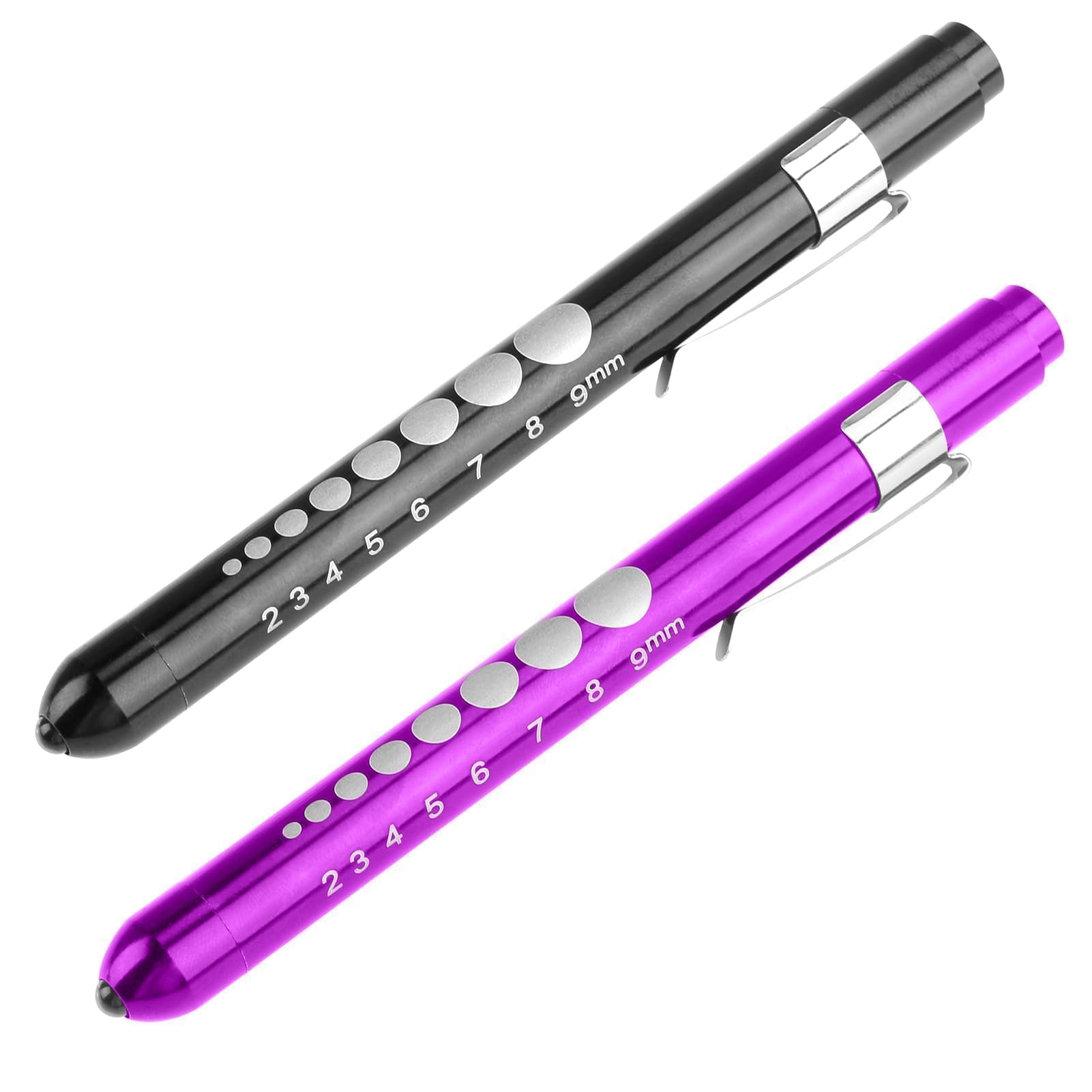 2 Pièces Lampes de Diagnostic Médical, Lampe pupille LED Portátil con Clip de Bolsillo, Luces de Pluma Médicas con 2 Fuentes de Luz LED, Lampe de à LED Réutilisable avec Pupillomètre