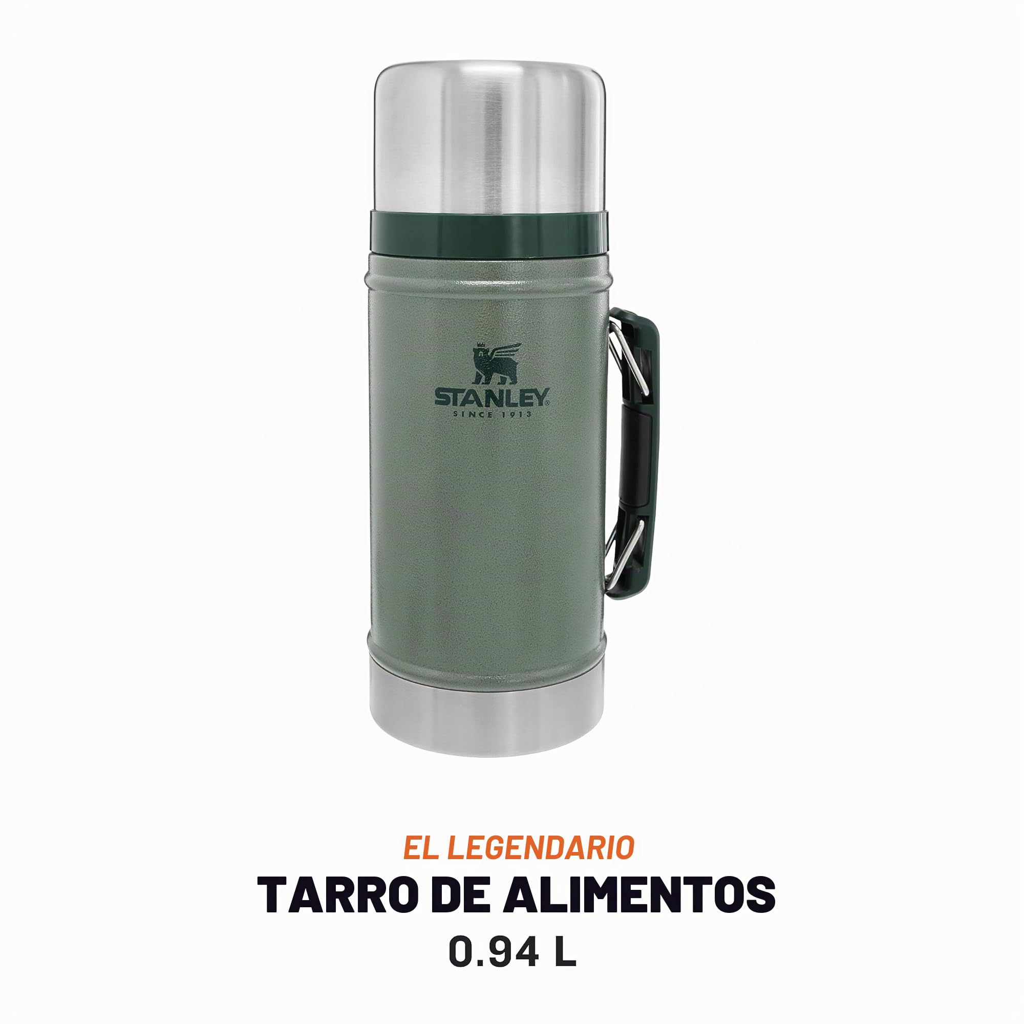 STANLEY Classic Legendary Fiambrera Termica 0.94L - Caliente Durante 20 Horas - Termo Comida Caliente Adulto de Acero Inoxidable Sin BPA - Apto Para Lavavajillas - Hammertone Green