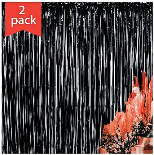 Iridescent Glitter Foil Fringe Curtains Birthday Wedding Party Window Door Decorations Fun Photo Booth Props(2 packs, (W)3.28*(H)6.56 Ft, White)