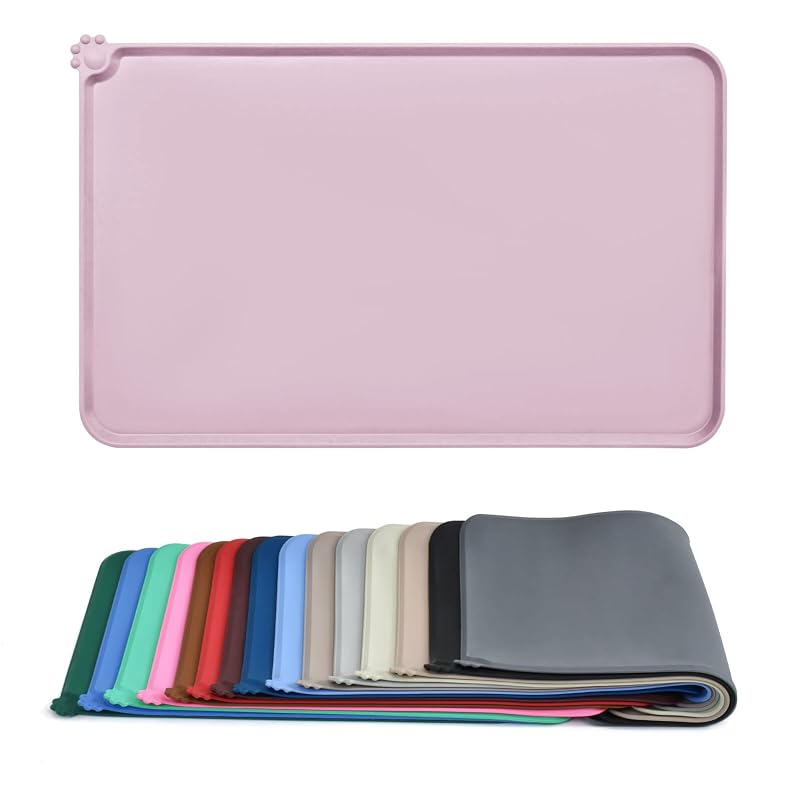 Tapete para Comedouro de Gatos e Cães em Silicone Antiderrapante AUDWUD Peach Pink 60,96 x 40,64 cm