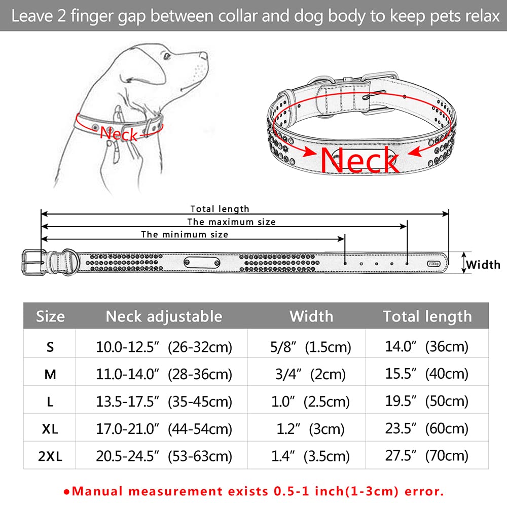 Collare di identificazione per Cani con Strass Bling Collana con collari per Cani Personalizzati con targhetta Collana Morbida Imbottita per Animali Domestici Incisione Gratuita S-2XL