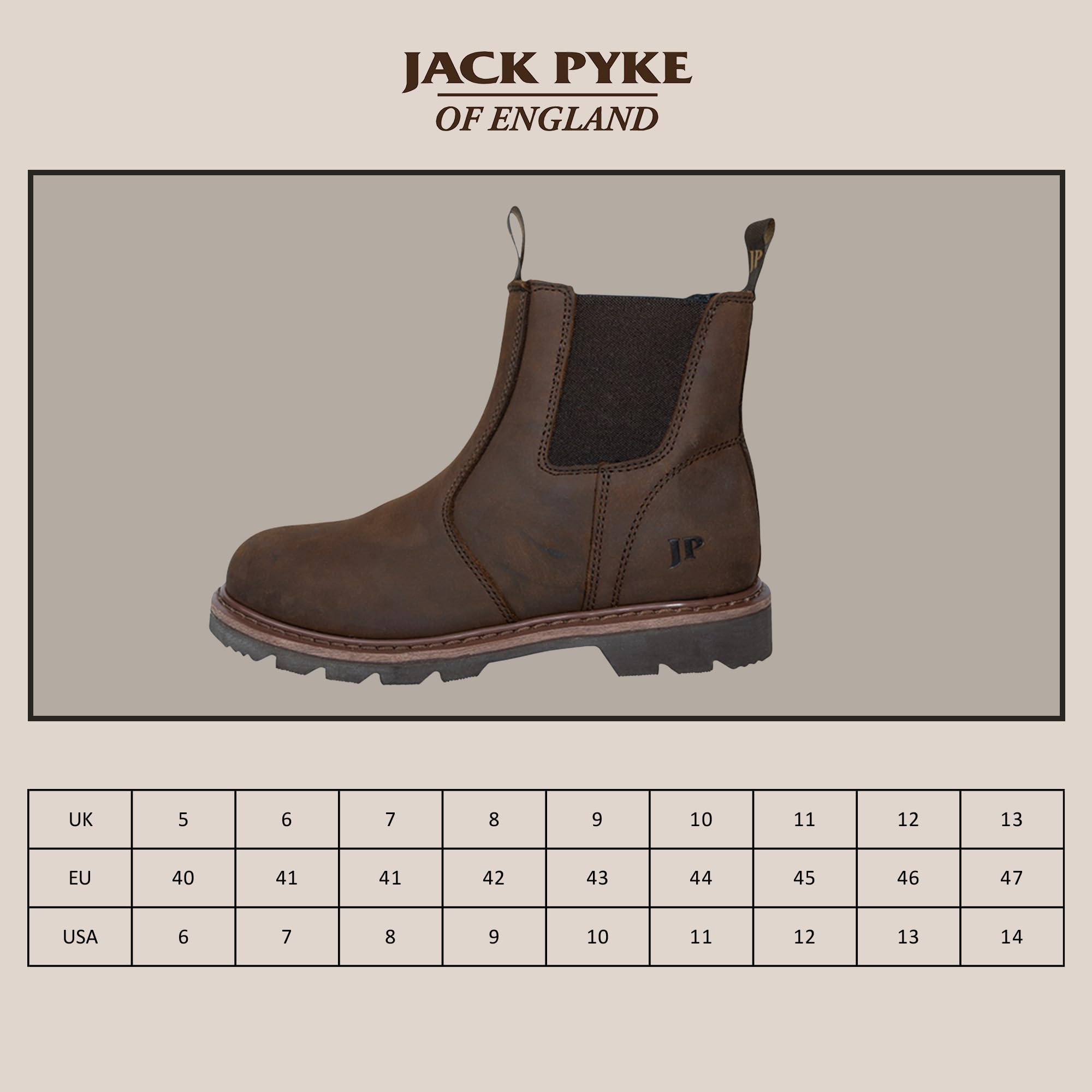 JACK PYKE Botas de trabajo Chelsea de piel para hombre, puntera de acero, resistentes al aceite, plantilla acolchada y transpirable, ideales para agricultura, almacén, construcción, talla 36-43