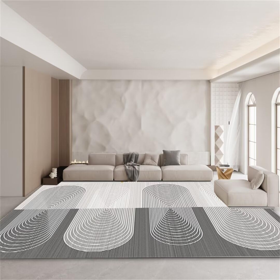 Tapis de bureau XXL rayé gris idéal pour espace de travail