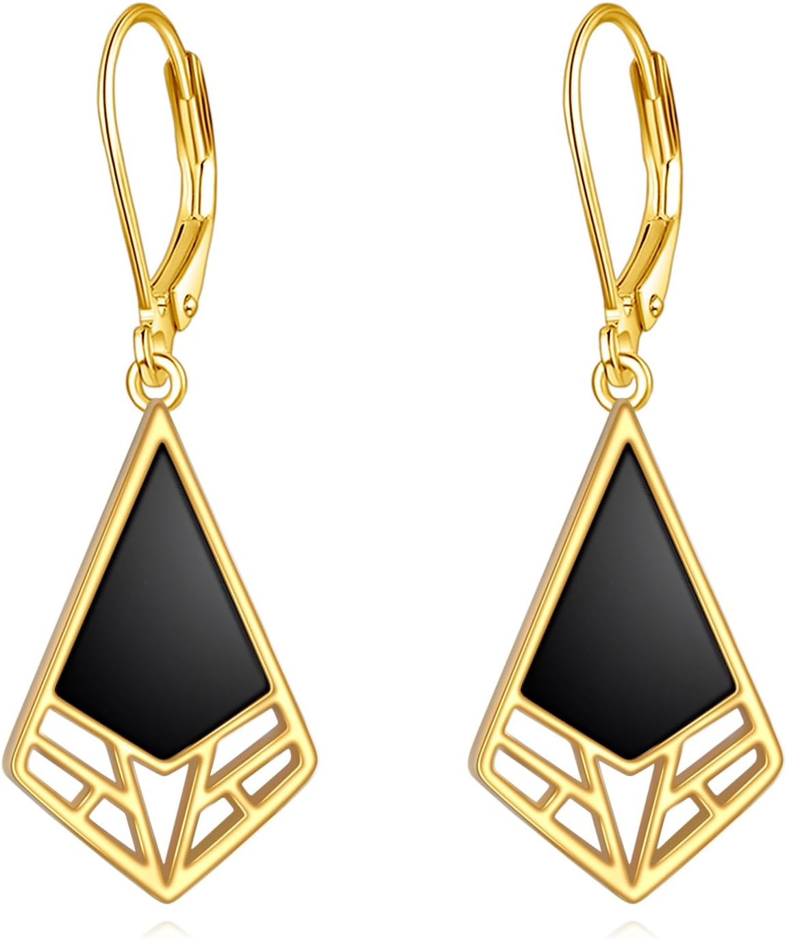 Black Onyx Earrings Sterling Silver Filigree Teardrop Black Stone Dangle Dangly Drop Leverback Earrings Boho Jewelry Gifts for Women