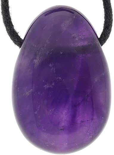 Lebensquelle Plus Amethyst drop pendant, drilled tumbled stone drop pendant with cotton band, high-quality gemstone pendant, Semi Precious Stone, Amethyst