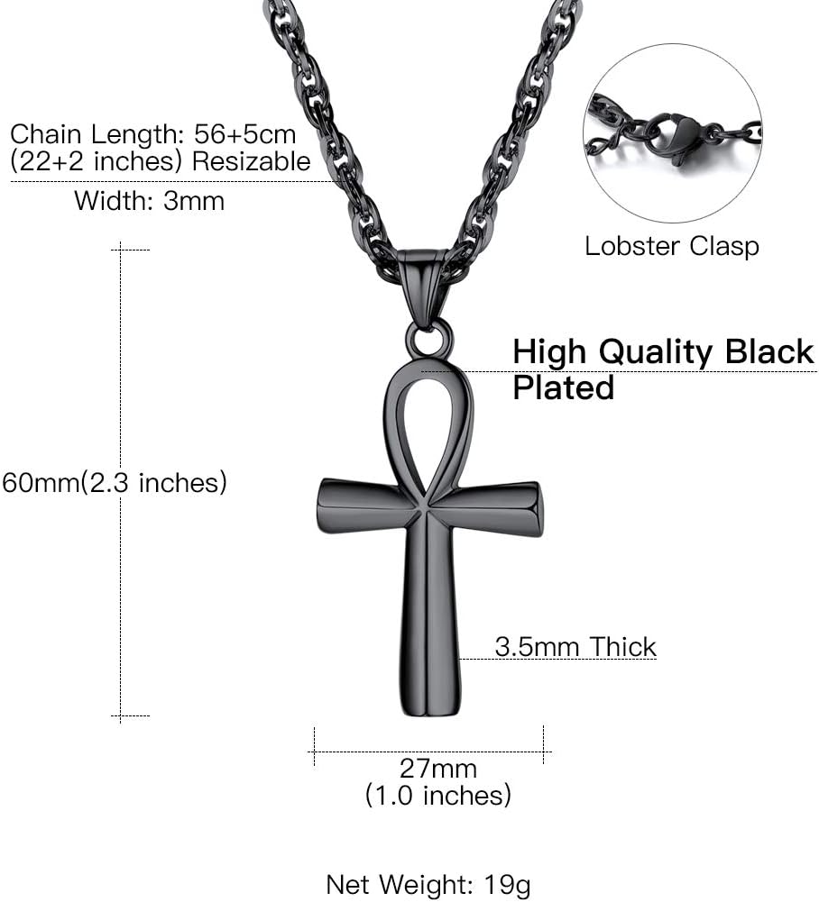 Suplight 925 Sterling Silver/Stiainless Steel Eye of Horus, Key of Life Ankh Cross, Snake Cross, Anubis God of Death Necklace Ancient Egyptian Pendant Necklace for Men Women Jewelry (with Gift Box)